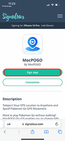 sign app mocpogo ios