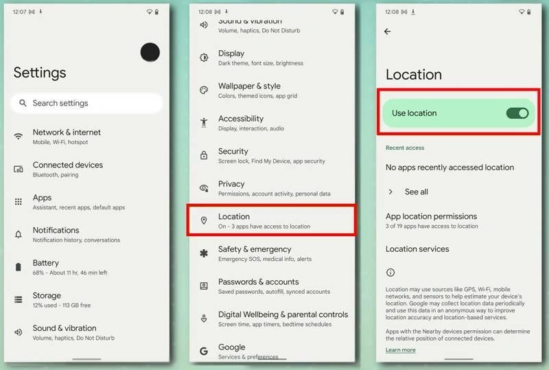 access to location on android