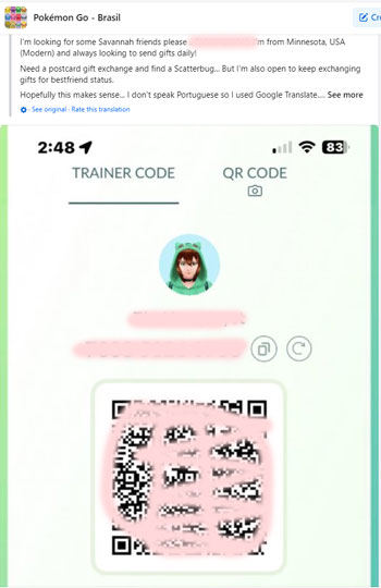 app social de qr código amigo Pokemon Go