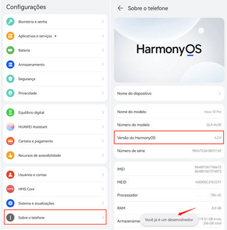 ative modo de desenvovedor Android