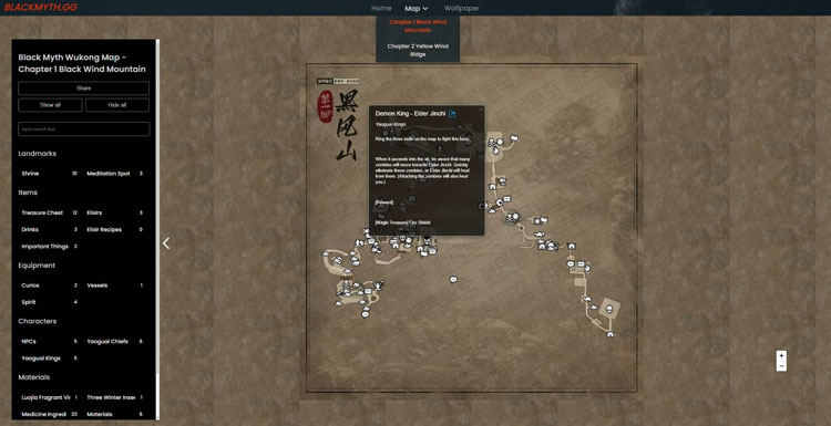 Black Myth Wukong mapa