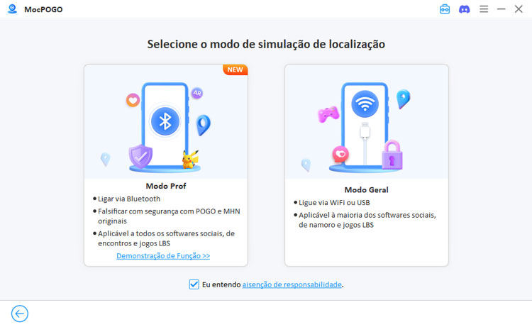 selecione modo bluetooth