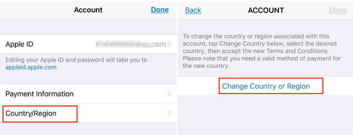 change country iphone