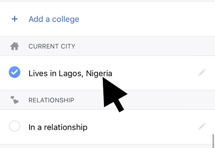 change current location fb