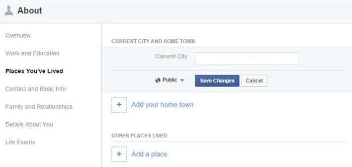 change current location fb