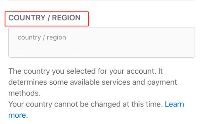 change icloud country