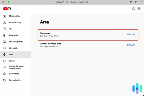 change location on youtube tv phone