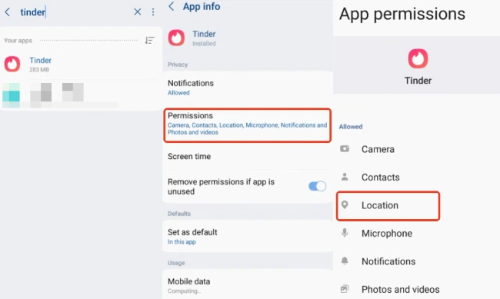 tinder android location permission
