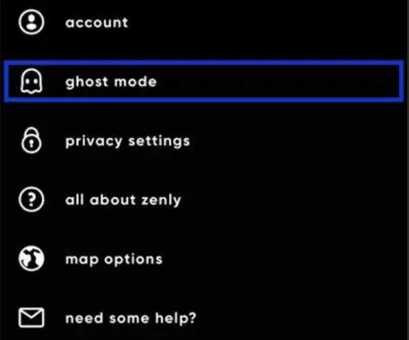 choose ghost mode on zenly