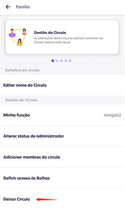 clique em deixar círculo Life360