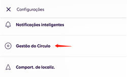 clique em gestão do círculo Life360