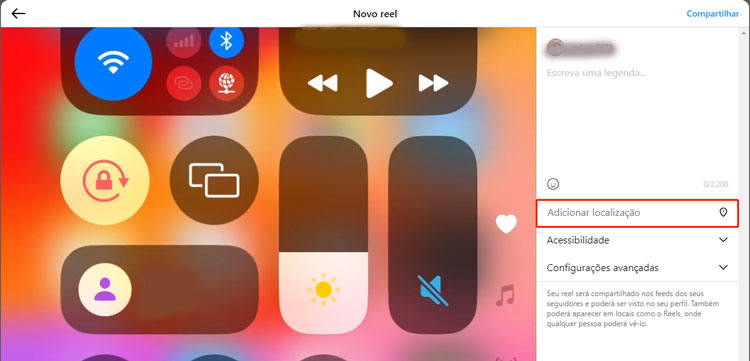 colocar localizacao no reel instagram
