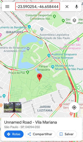 Como colocar coordenadas pelo Google Maps