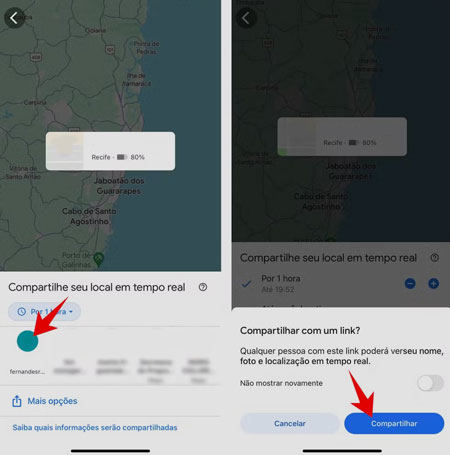como enviar localização em tempo real Google Maps