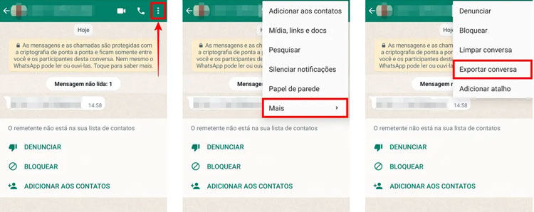 como exportar conversa do whatsapp