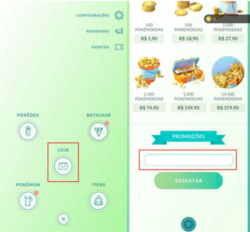 Resgatar Códigos no Pokémon GO