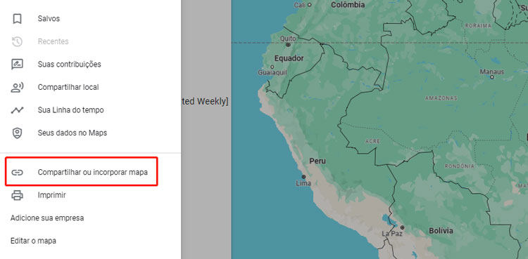 compartilhar mapa Google Maps