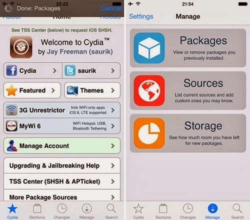 cydia interface