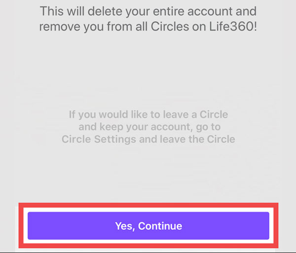 delete life360 account