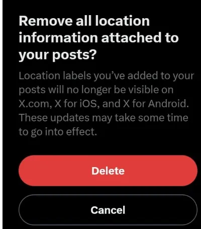 delete tweet location