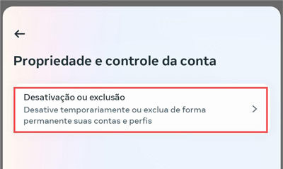 desativação ou exclusão Instagram celular