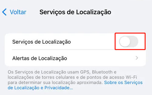 desative a localização do iPhone