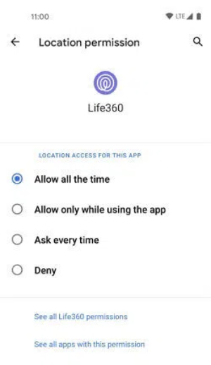 disable life360 location permission android