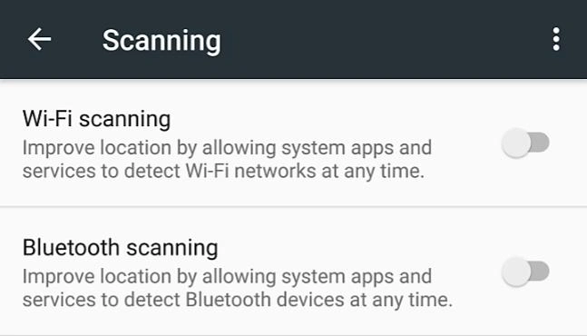 Desativar a Função de Escaneamento de Bluetooth