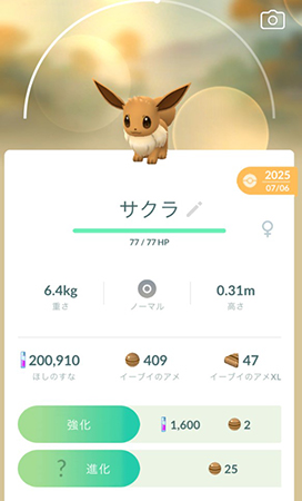 ポケモンgo エーフィ 進化ボタンの表示が「？」