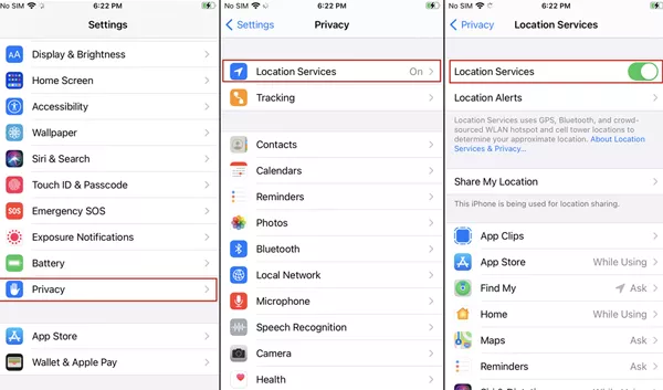 enable iphone location services