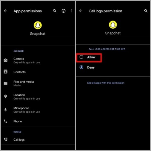 enable snapchat location permission android