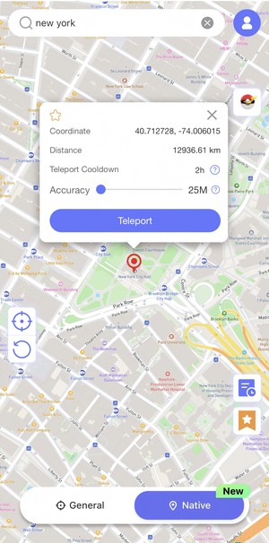 enter target location mocpogo native mode