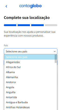 escolhe nova localização no Globoplay
