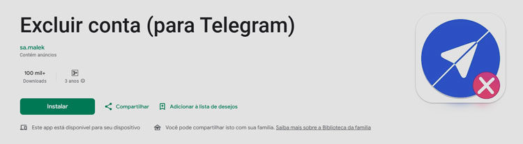 excluir conta do Telegram por app
