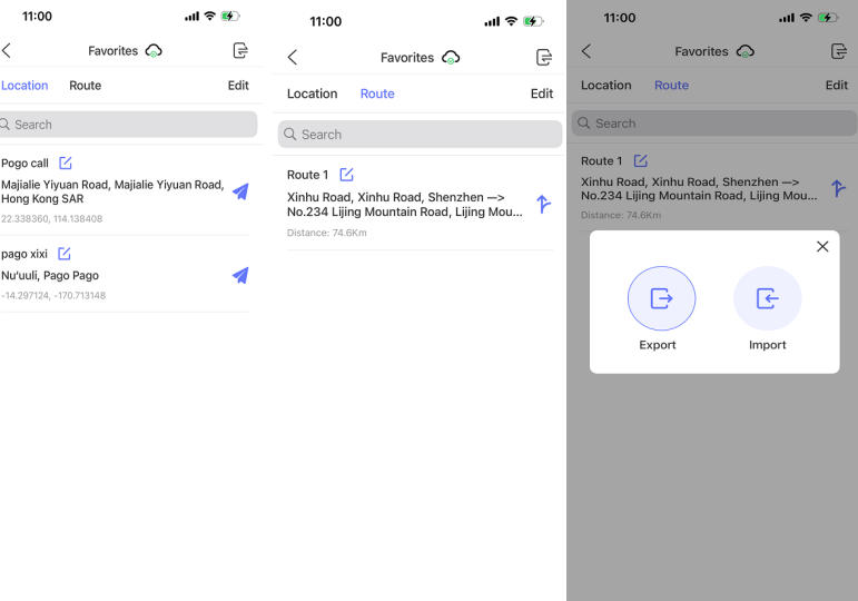 export or import saved data from your device