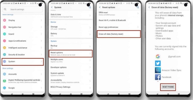 factory reset on android devices