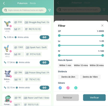 mocpogo Filtragem de Recursos do Pokémon