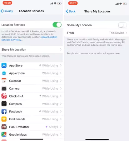 freeze iphone location