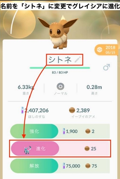 イーブイから進化するグレイシア