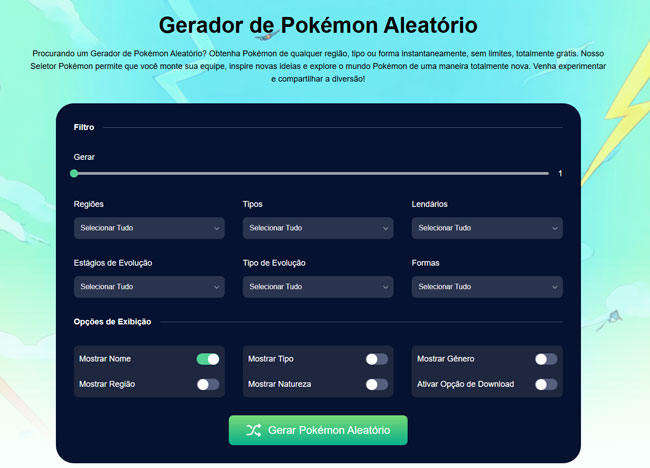 gerador de Pokemon aleatório do MocPOGO