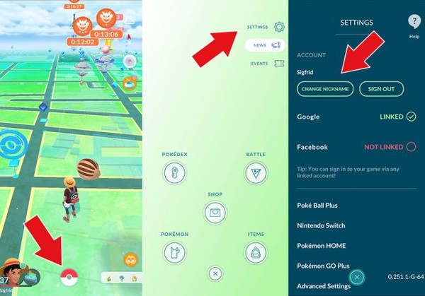 how to change pokemon go name steps