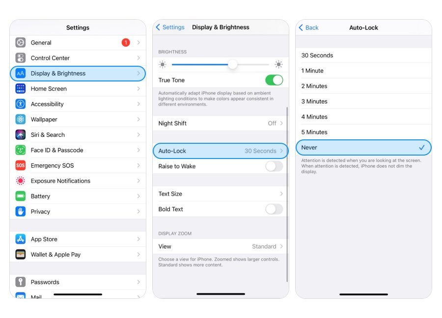 how to keep iPhone always on display