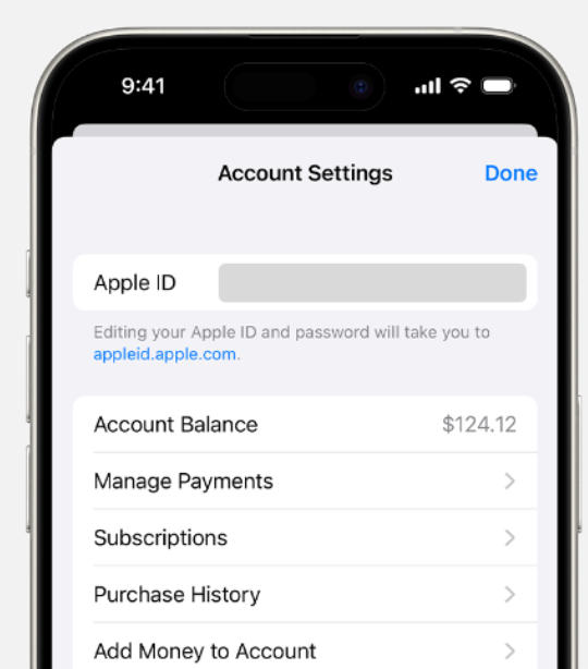 iphone account settings