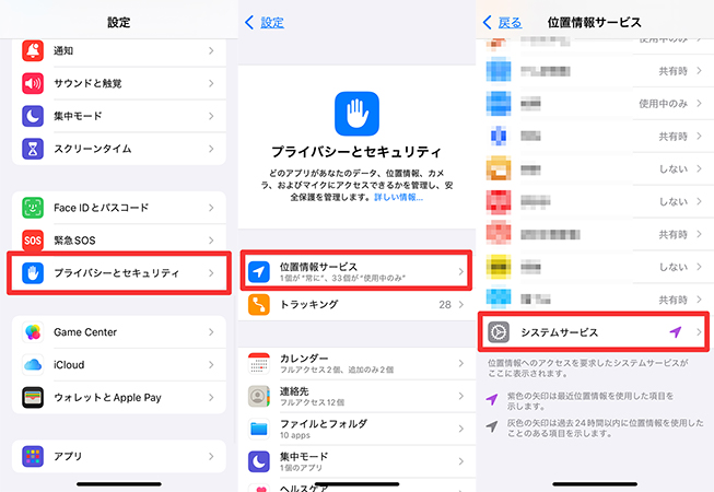 iPhone システムサービス