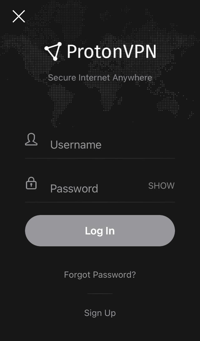 log in to protonvpn