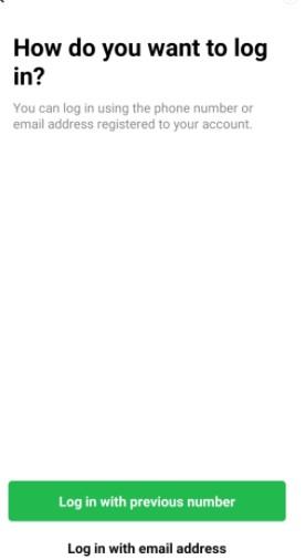 log in with previous number