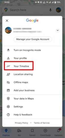 Gerenciar Linha do Tempo do Google Maps