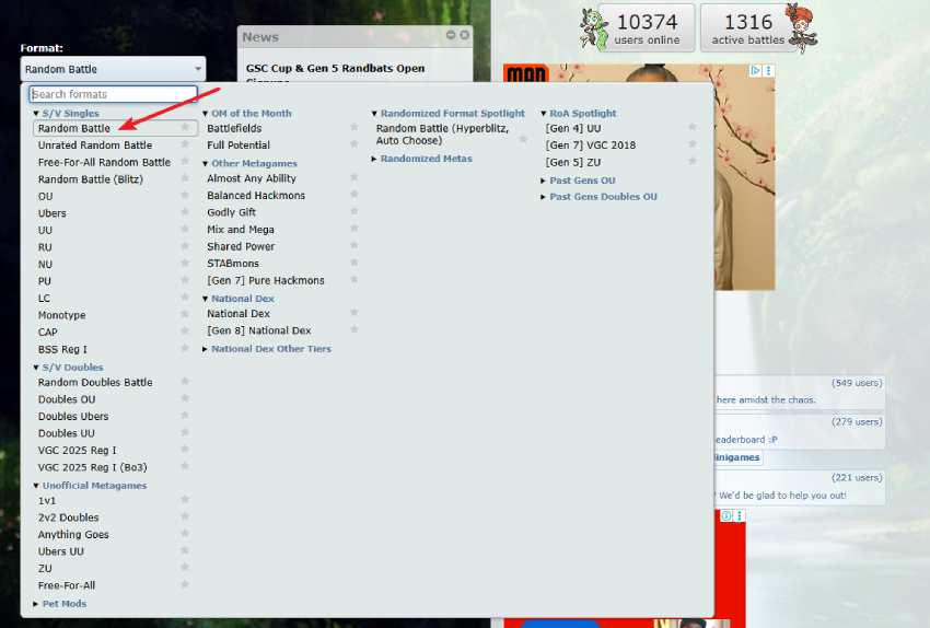 pokemonshowdown random battle