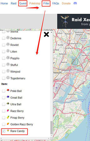 pokemap rare candy quest