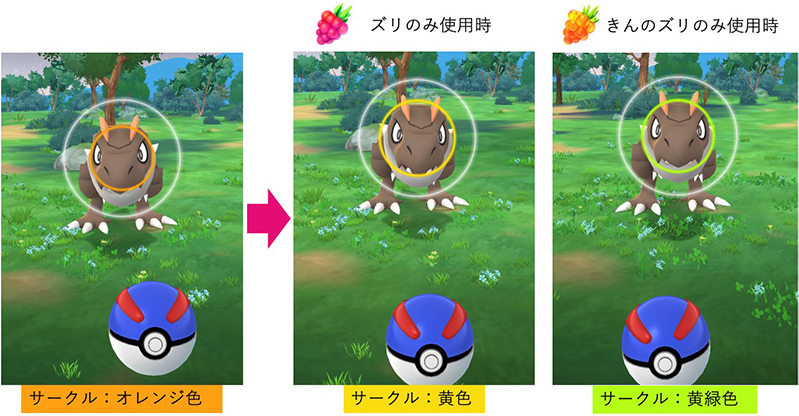 ポケモンの周りに表示されるサークルの色